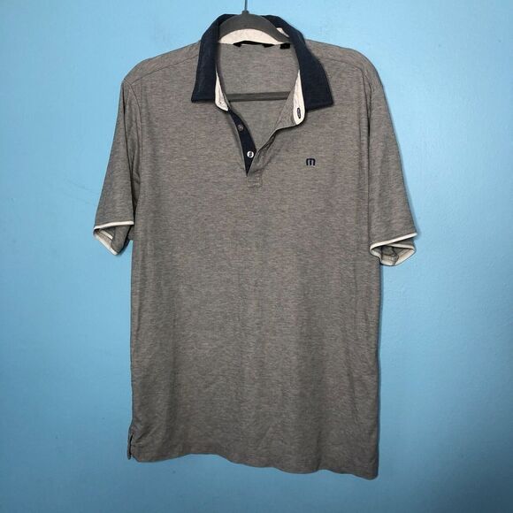 Travis Mathew Shirt Mens Large Gray Polo Casual Golf Pima Embroidered Logo - Picture 1 of 10